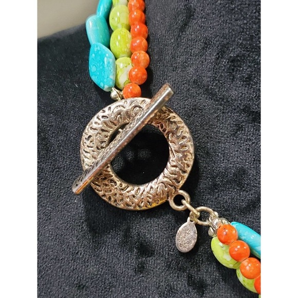 Premiere Designs Three Strand Orange Green Aqua Women’s Necklace 18” Sta… - Picture 5 of 7